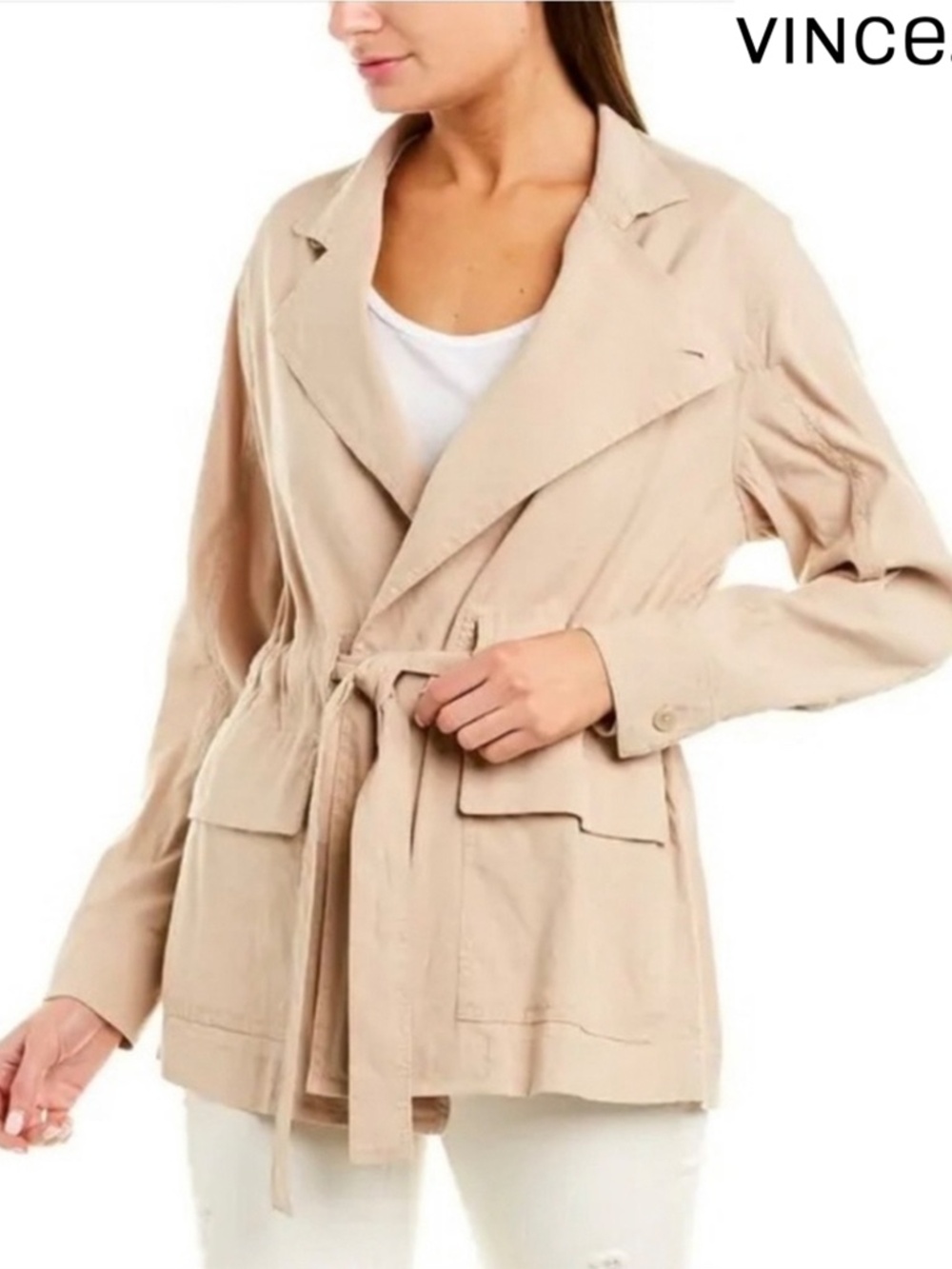 VINCE NWT DRAPEY OAT LINEN BLEND JACKET. SIZE S